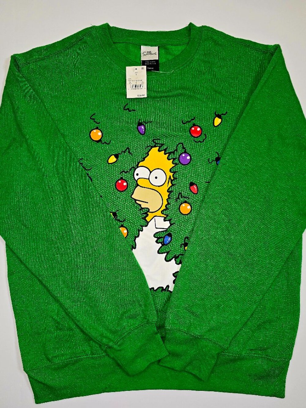The Simpsons Homer Simpson Christmas Green Crewneck Pullover Sweatshirt Mens S
